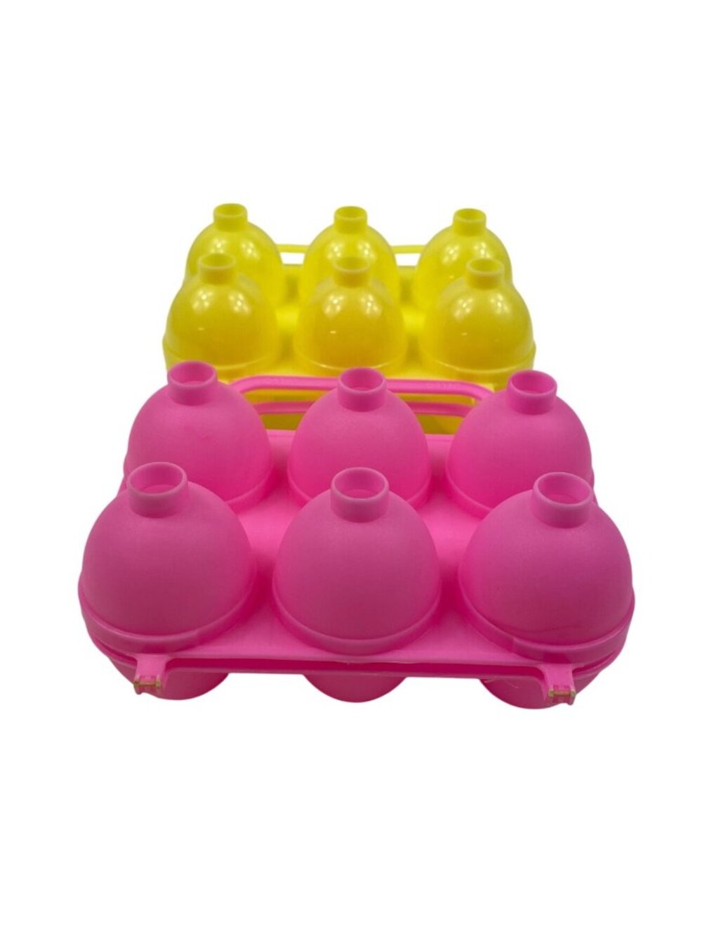 Two 2 Vintage Pink & Yellow Smooth Jello Jigglers Easter Egg Molds Jello Shots - Picture 4 of 9